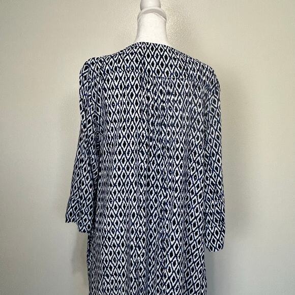 Coldwater Creek Geometric Shift Dress 16 Womens Blue Boho Casual Lightweight - Picture 5 of 9